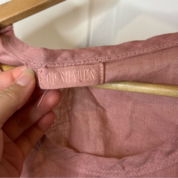 CP Shades Rose Pink 100% Linen Scoop Neck Boxy Blouse S Coastal Lagonlook Beach - Picture 2 of 5